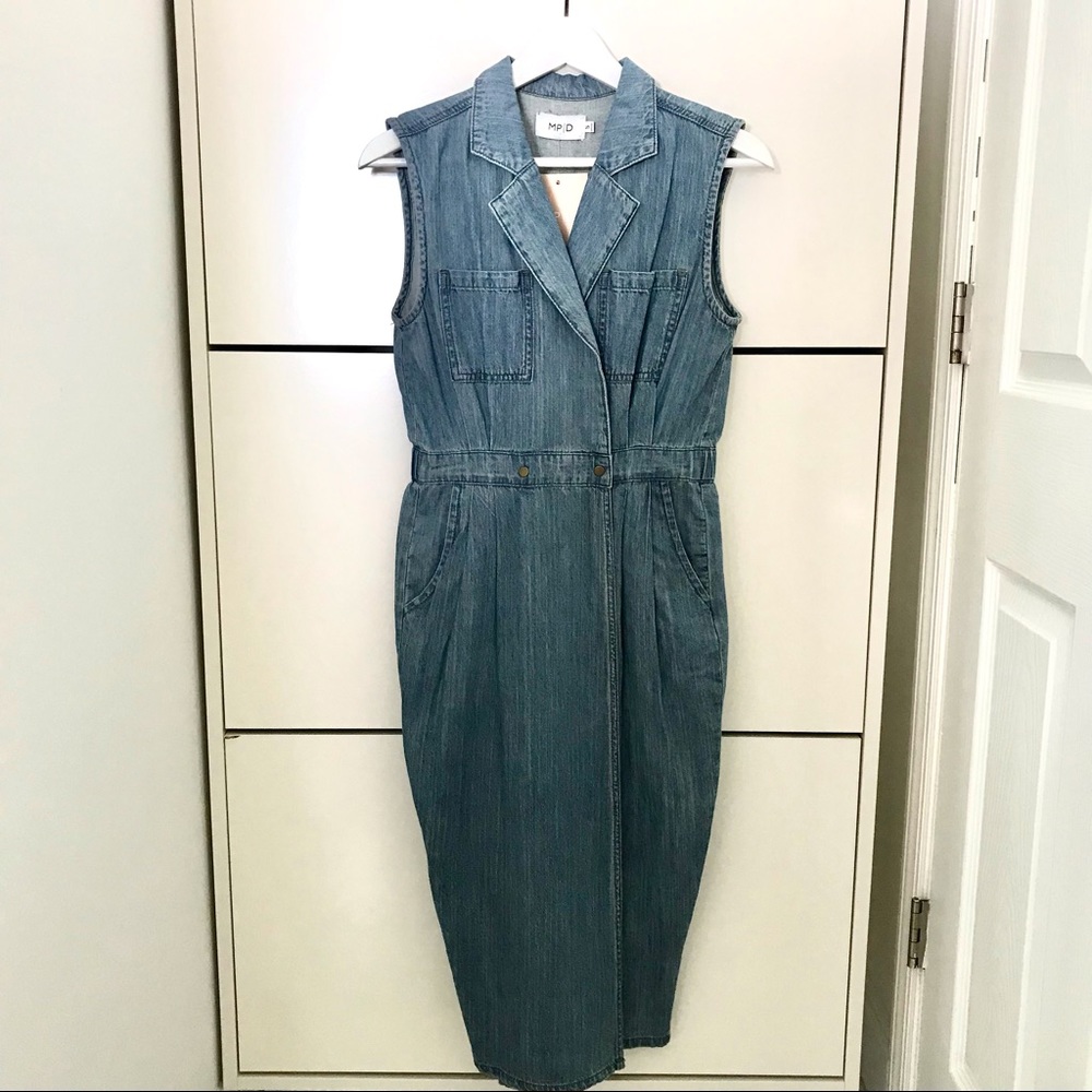 SOLD ❌ MP|D by MINKPINK Jeans Utility Wrap Midi Dress / Dusty Blue - Picture 7 of 9